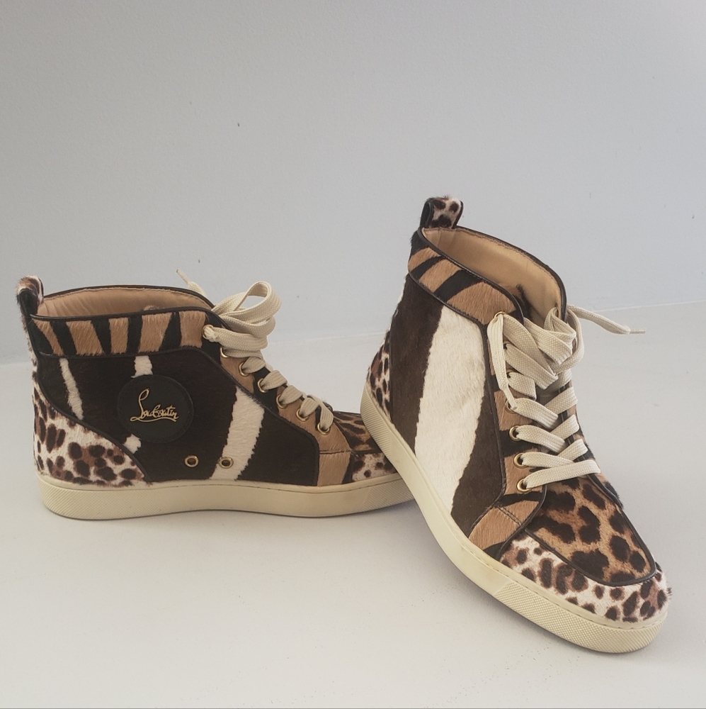 Christian Louboutin Rantus Orlato Ponyhair Leopard Print Sneakers Size 40 (US 9)